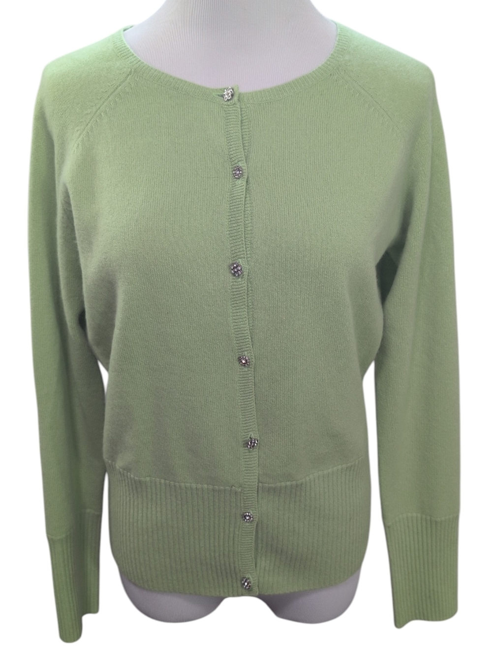 Mainbocher 100% Cashmere Cardigan Sweater, Beautiful Buttons, Size Medium